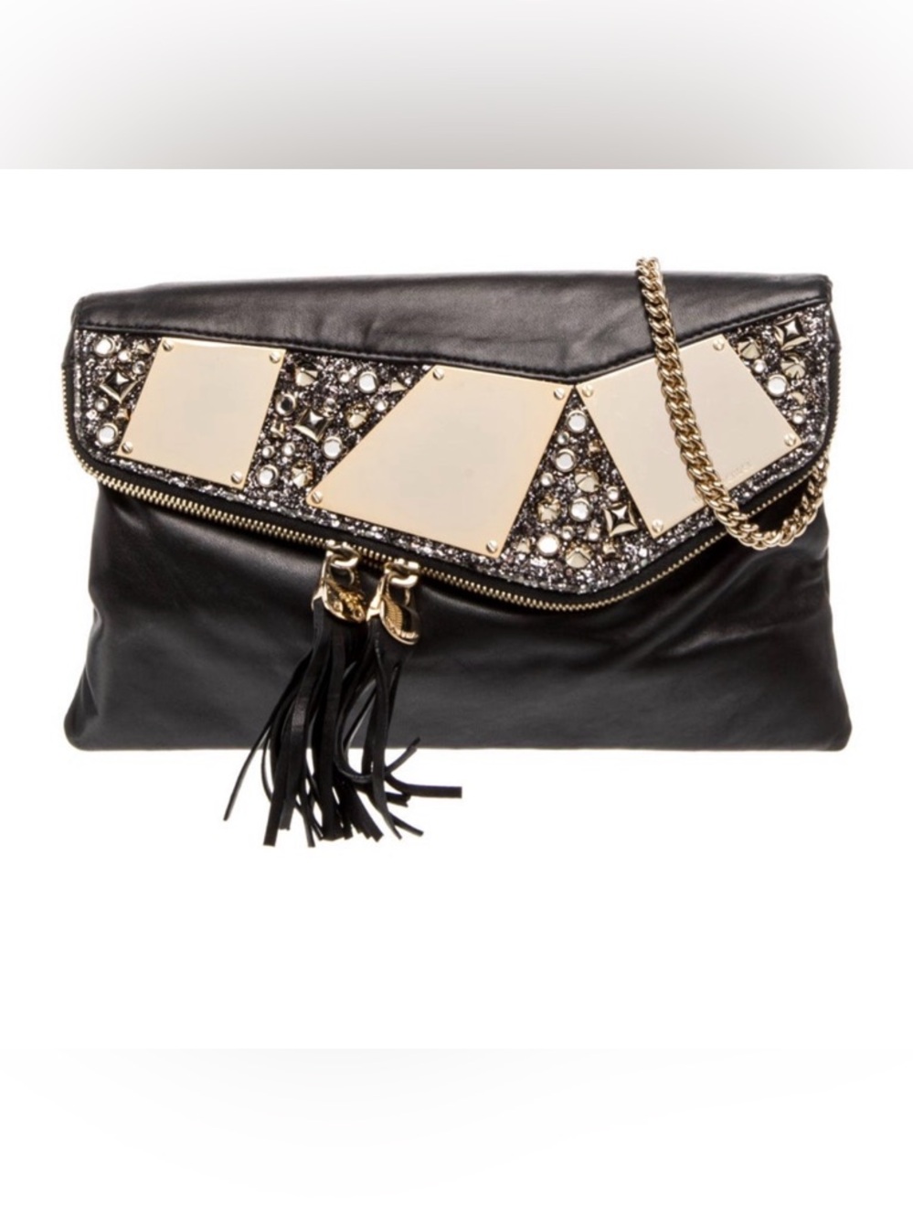 Henri Bendel Rhinestone Studded Black Lambskin Leather Shoulder Bag w/DUSTBAG